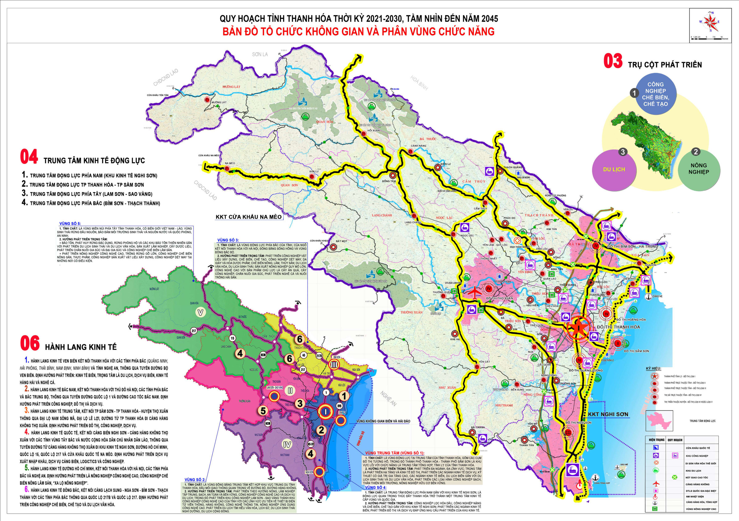 Bản đồ tổ chức không gian và phân vùng chức năng tỉnh Thanh Hóa thời kỳ 2021-2030, tầm nhìn 2045
