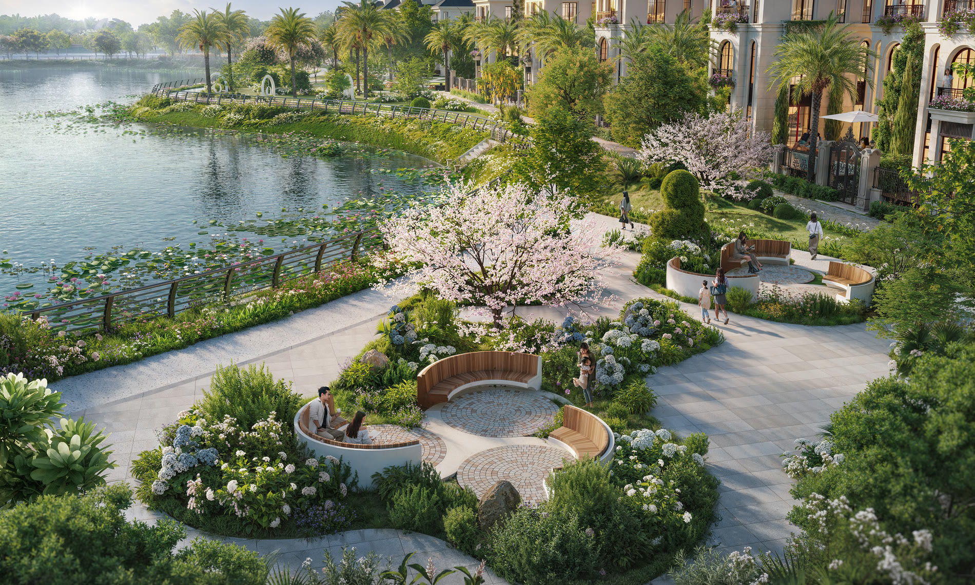 Không gian cảnh quan mặt nước tại công viên trung tâm Heragon City