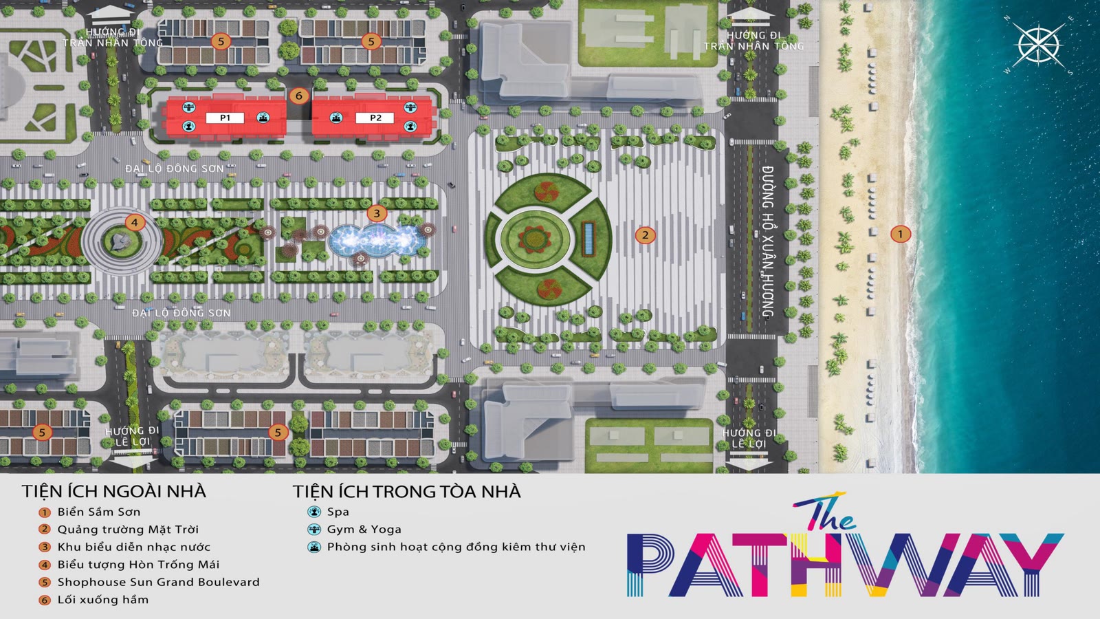 Mặt bằng phân khu The Pathway Sun Grand Boulevard Sầm Sơn
