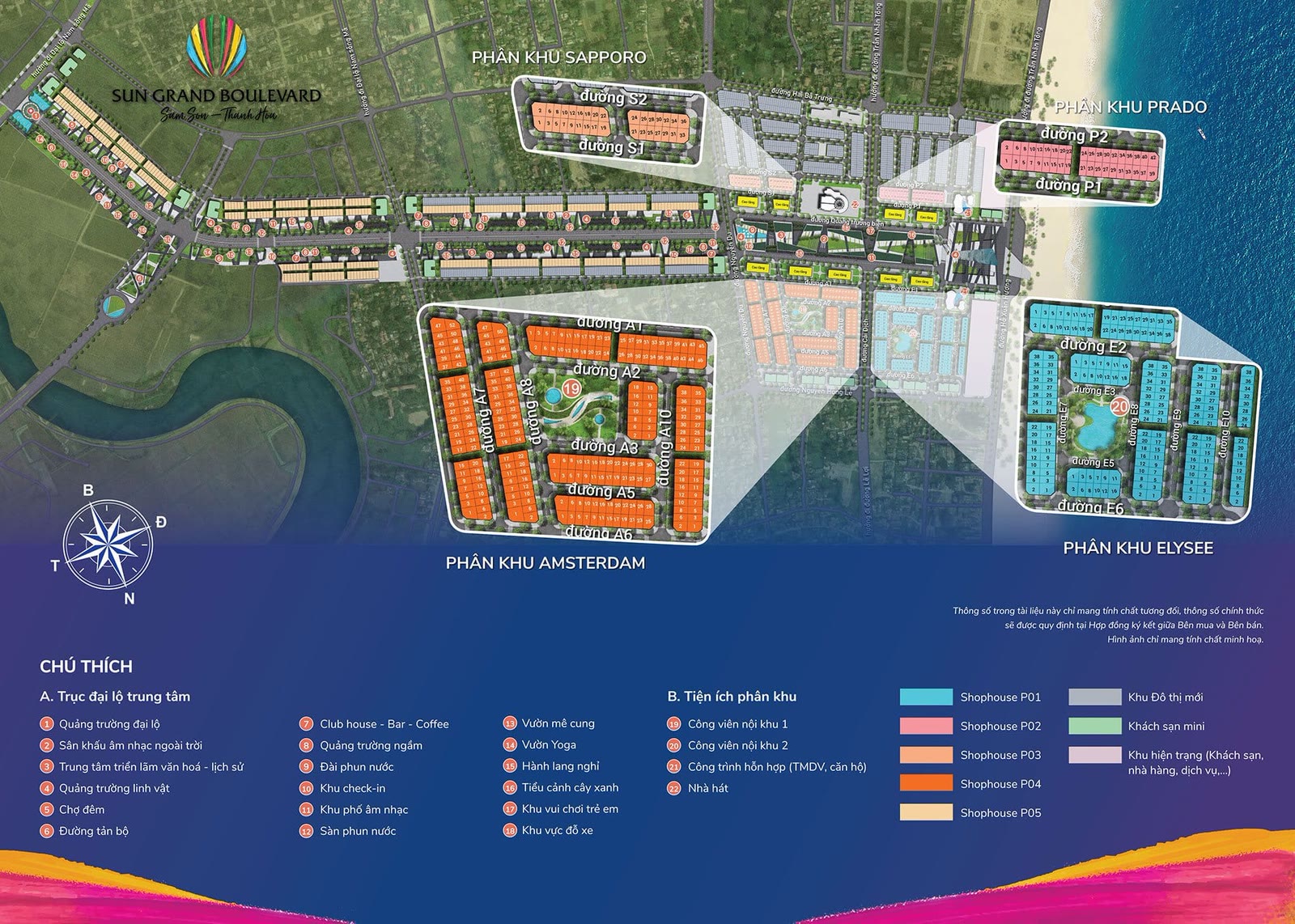 Mặt bằng tổng thể quần thể Sun Grand Boulevard bên bờ biển Sầm Sơn